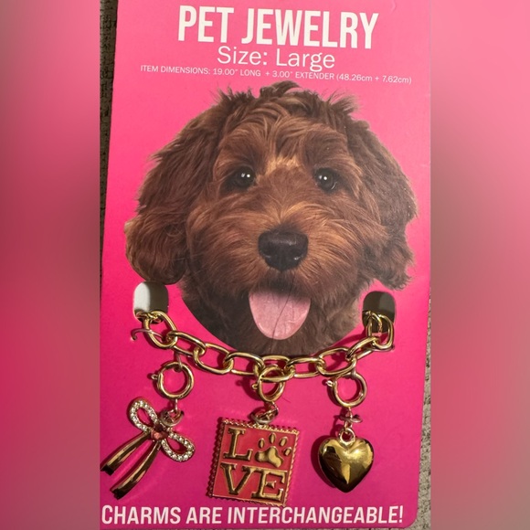 Other - Pet Necklace Gold-tone w/Charms-Size Lg 19.00 Long + 3.00”Extender